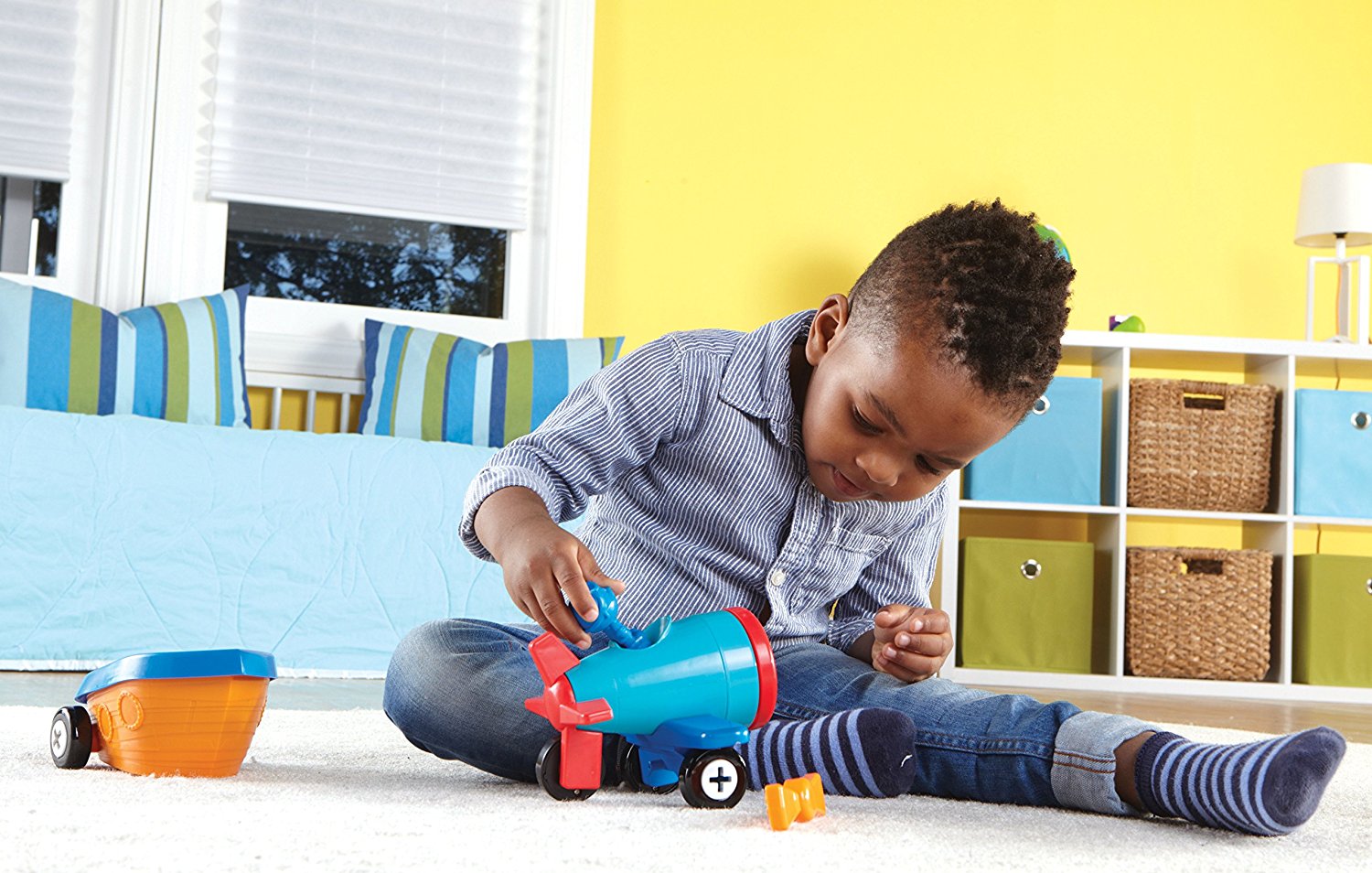 Learning Resources 1-2-3 Build It Car Plane Boat, 3-in-1 Vehicle Construction Toy for Toddlers, Fine Motor Skills and Early Engineering Play, Ages 2+