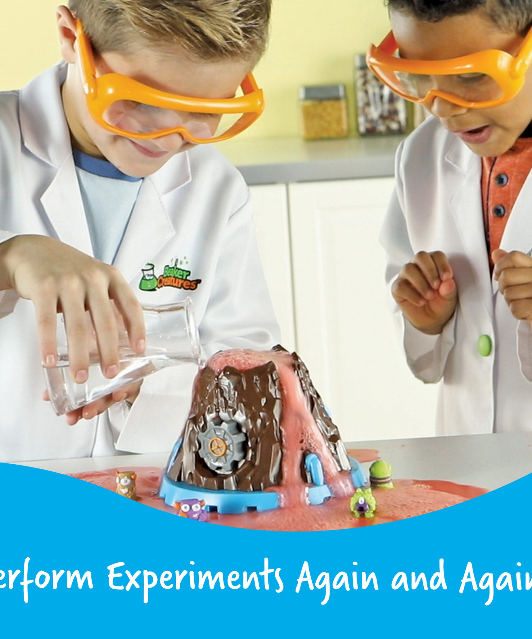 موارد التعلم - مفاعل البركان الفوار "مخلوقات الكأس"، مجموعة تجارب علمية مع كائنات مفاجئة وأنشطة، للأعمار من 5 سنوات فما فوق