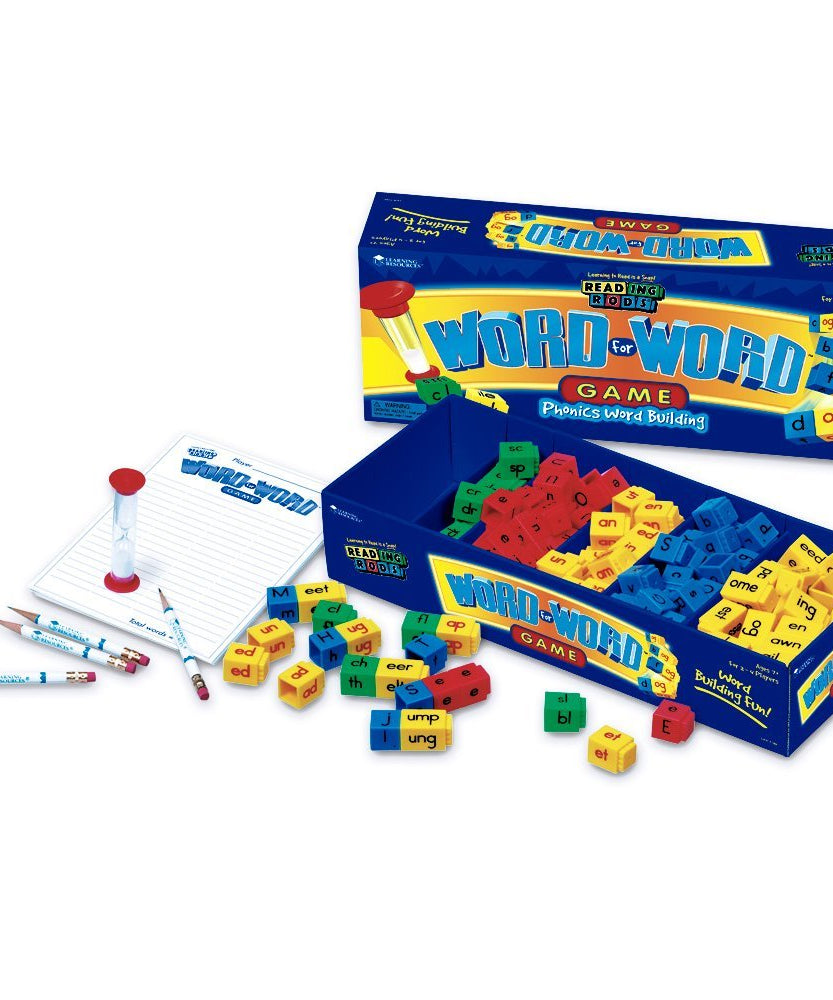 موارد التعلم لعبة فونيكس كلمة بكلمة، لعبة إملائية سريعة الوتيرة من 2 إلى 4 لاعبين، تتضمن عائلات الكلمات ونهايات الحروف ومزيجها