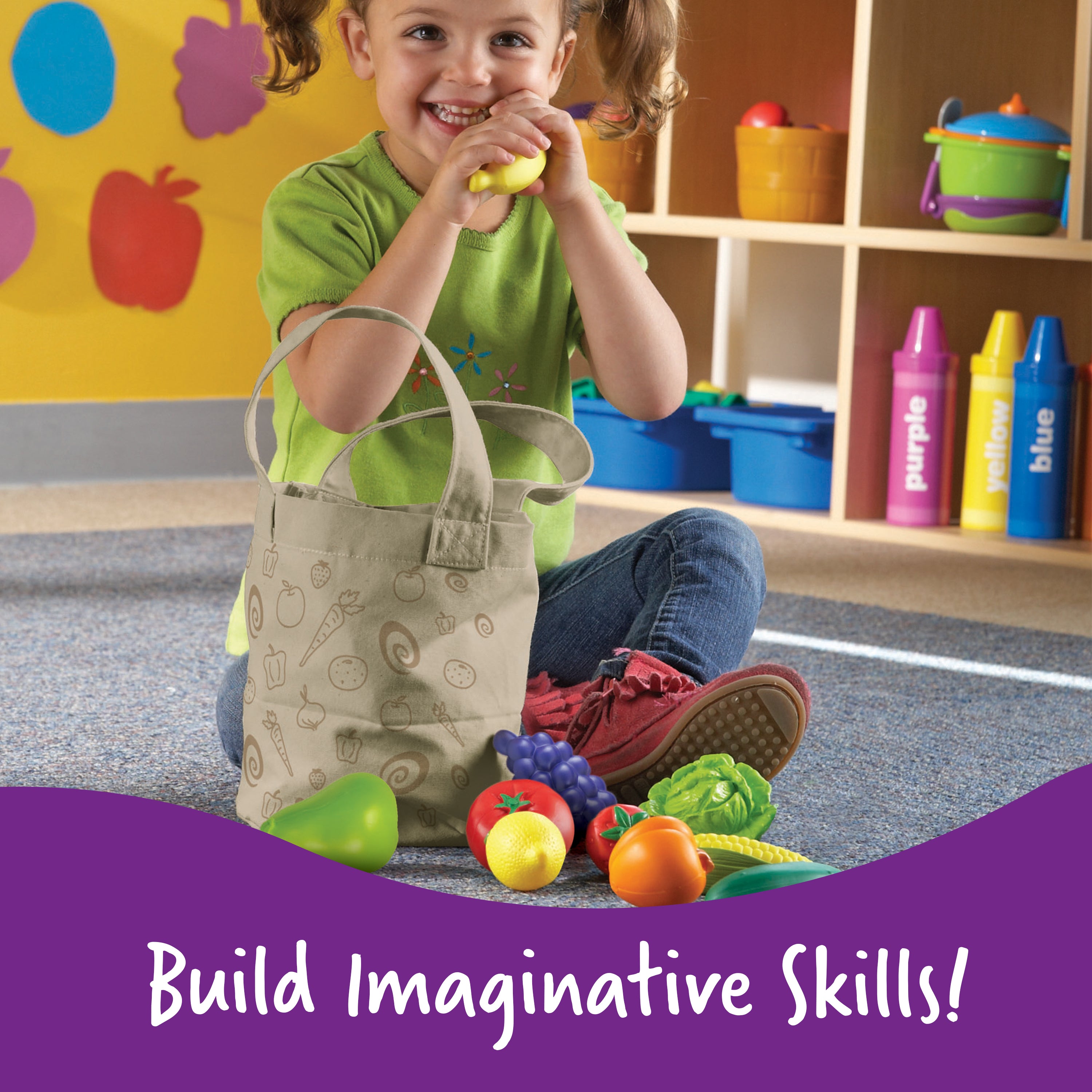 مجموعة أدوات الفاكهة والخضراوات نيو سبراوتس من Learning Resources، مكونة من 20 قطعة من الأطعمة التخيلية للأطفال الصغار، طعام ناعم الملمس للعب الأدوار وتناول الطعام الصحي، للأعمار من سنتين فما فوق