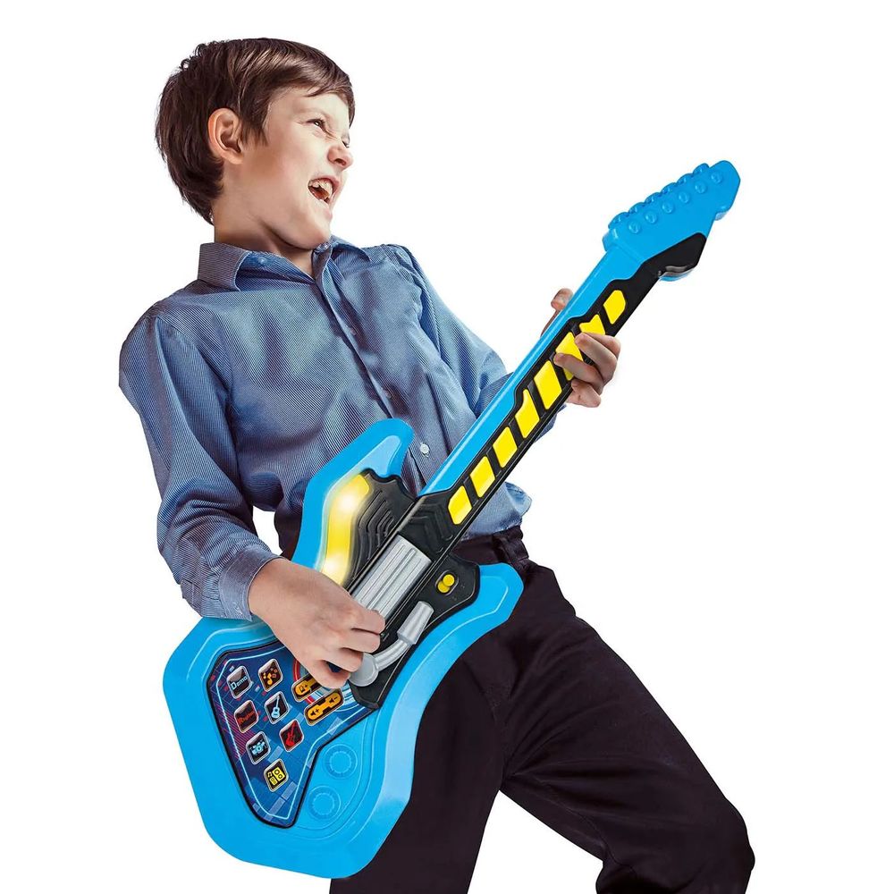 Winfun Cool Kids Rock Guitar Interactive Toy, Light Up Guitar with Fret Buttons and Sound Effects, Strum and Whammy Bar for Musical Play, 3 Years+