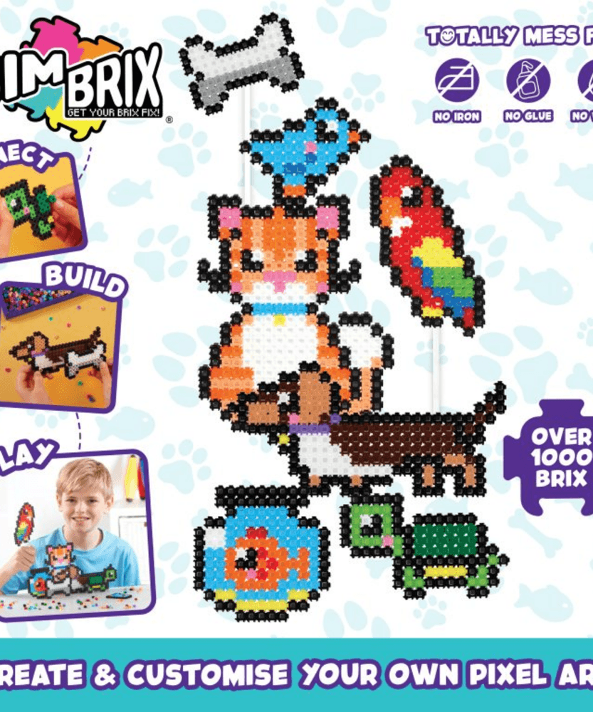 خيارات الشخصيات Simbrix Connect & Wow Playful Pets Starter Pack مع أكثر من 1000 بريكس، لعبة بناء ثنائية وثلاثية الأبعاد للفنون والحرف البكسلية، لعبة بناء STEAM إبداعية وخيالية للأولاد والبنات من سن 5 سنوات فما فوق