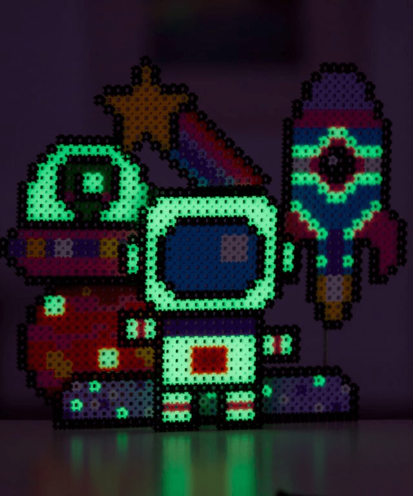 خيارات الشخصيات Simbrix Connect & Wow Glowing Galactic Pack مع أكثر من 1500 بريكس، لعبة بناء ثنائية وثلاثية الأبعاد للفنون والحرف البكسلية، لعبة بناء STEAM إبداعية وخيالية للأولاد والبنات من سن 5 سنوات فما فوق