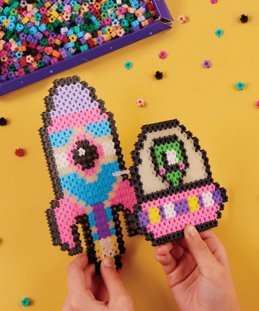 خيارات الشخصيات Simbrix Connect & Wow Glowing Galactic Pack مع أكثر من 1500 بريكس، لعبة بناء ثنائية وثلاثية الأبعاد للفنون والحرف البكسلية، لعبة بناء STEAM إبداعية وخيالية للأولاد والبنات من سن 5 سنوات فما فوق