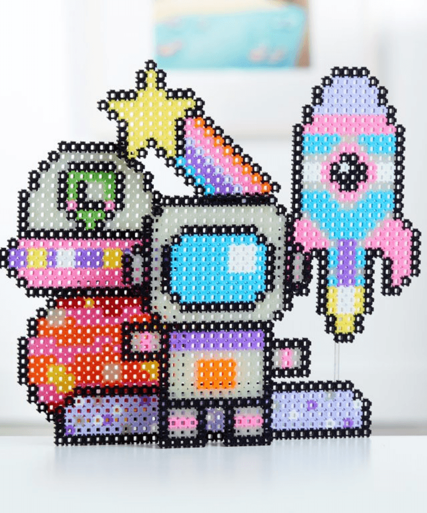 خيارات الشخصيات Simbrix Connect & Wow Glowing Galactic Pack مع أكثر من 1500 بريكس، لعبة بناء ثنائية وثلاثية الأبعاد للفنون والحرف البكسلية، لعبة بناء STEAM إبداعية وخيالية للأولاد والبنات من سن 5 سنوات فما فوق