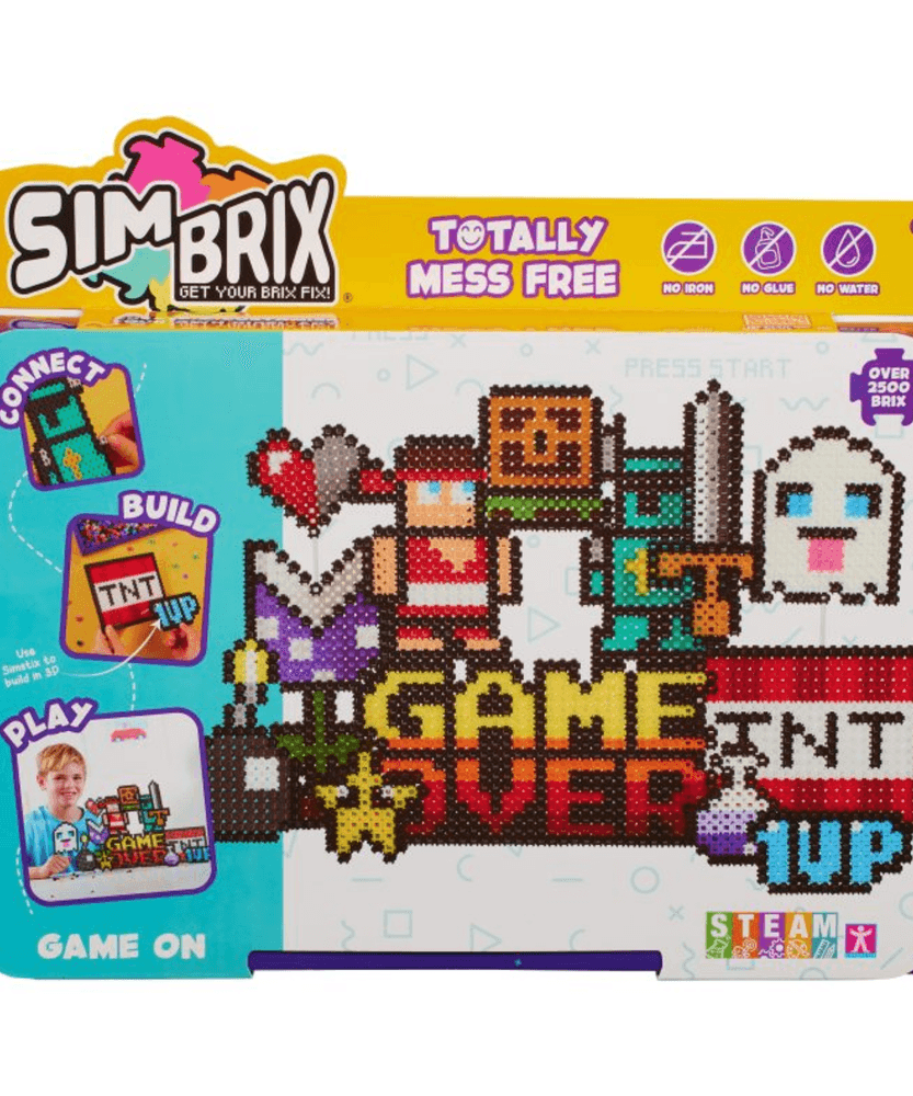 خيارات الشخصيات Simbrix Connect & Wow Game On Pack مع أكثر من 2500 بريكس، لعبة بناء Pixel Arts and Crafts ثنائية وثلاثية الأبعاد، لعبة بناء STEAM إبداعية وخيالية للأولاد والبنات من سن 5 سنوات فما فوق