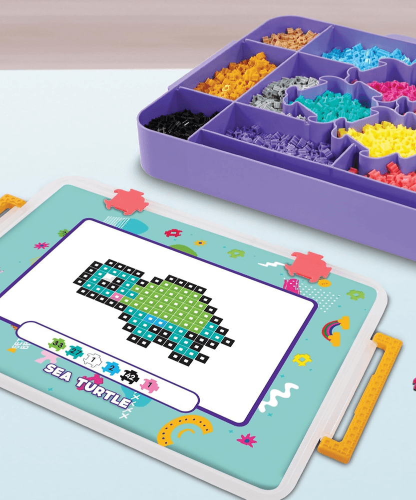 خيارات الشخصيات Simbrix Connect & Wow Maker Studio Purple مع أكثر من 4000 بريكس، لعبة بناء فنون وحرف بكسل ثنائية وثلاثية الأبعاد، لعبة بناء STEAM إبداعية وخيالية للأولاد والبنات من سن 5 سنوات فما فوق