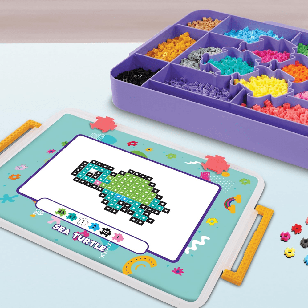 خيارات الشخصيات Simbrix Connect & Wow Maker Studio Purple مع أكثر من 4000 بريكس، لعبة بناء فنون وحرف بكسل ثنائية وثلاثية الأبعاد، لعبة بناء STEAM إبداعية وخيالية للأولاد والبنات من سن 5 سنوات فما فوق