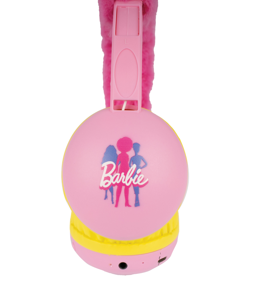 سماعات أذن سينكو كرييشنز باربي اللاسلكية القابلة للتعديل للتحكم في مستوى الصوت للأطفال، مزودة بميكروفون مدمج، وأدوات تحكم في مستوى الصوت، ومقبس صوت 3.5 ملم، مناسبة للأطفال من سن 3 سنوات فما فوق
