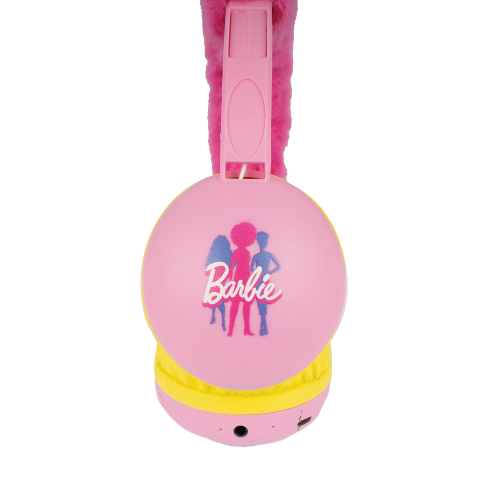 سماعات أذن سينكو كرييشنز باربي اللاسلكية القابلة للتعديل للتحكم في مستوى الصوت للأطفال، مزودة بميكروفون مدمج، وأدوات تحكم في مستوى الصوت، ومقبس صوت 3.5 ملم، مناسبة للأطفال من سن 3 سنوات فما فوق