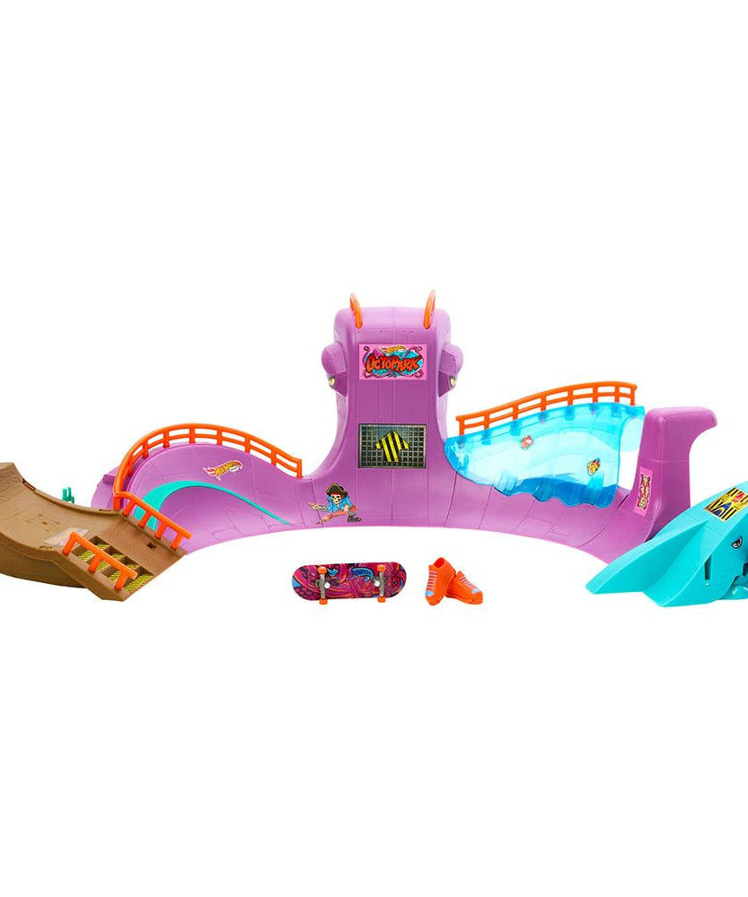 مجموعة ألعاب هوت ويلز سكيت أوكتوبارك مع لوح أصابع حصري وأحذية تزلج قابلة للإزالة، ومنحدر لوح أصابع للأطفال ولعبة تزلج