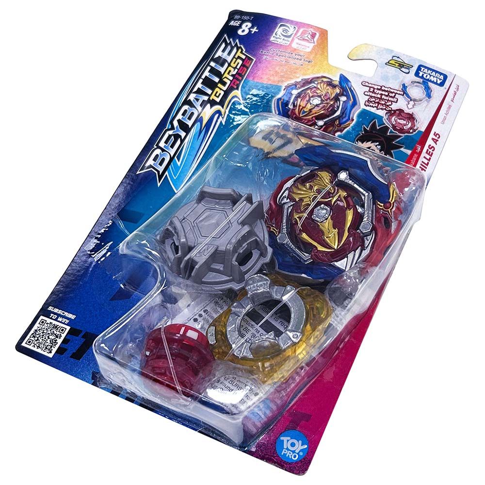 Beyblade Burst Takara Tomy Achilles A5, Balance-Type GT Chip Beyblade with Launcher and Ripcord, Action Spinning Top for Kids