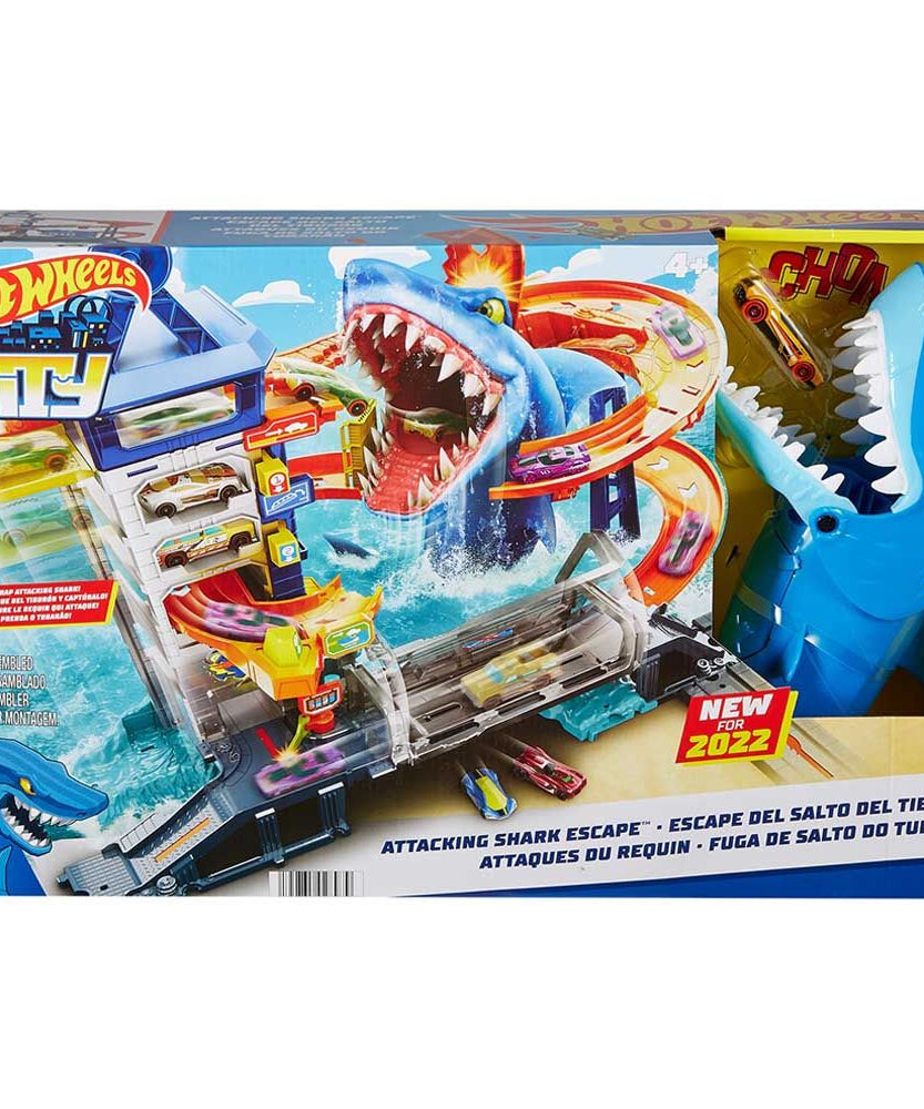 مجموعة مسار الهروب من لعبة هوت ويلز سيتي شارك مع سيارة لعبة بمقياس 1:64، مجموعة لعب جراج متعددة المستويات للأطفال من سن 4 سنوات فما فوق