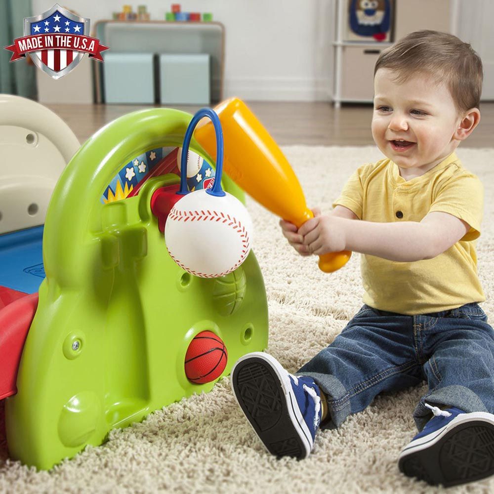 Step2 Sports-Tastic Activity Centre™, Indoor Toddler Sports Playset with Slide, Basketball, Soccer & Climbing, Ages 3+