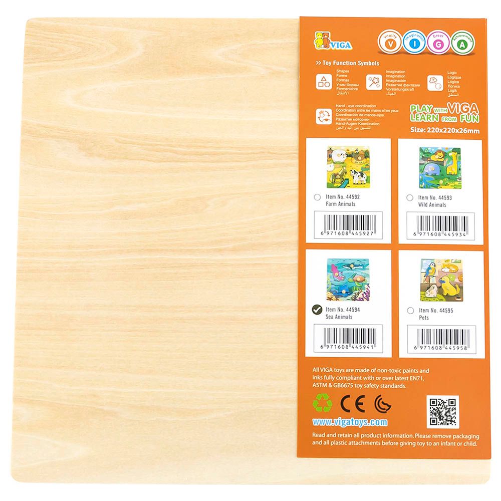 لعبة أحجية فيجا سي أنيملز، مكونة من 4 قطع، مصنوعة من الخشب من مونتيسوري، تُنمّي المهارات الحسية والإدراكية والحركية الدقيقة، غير سامة وصديقة للبيئة، مناسبة للأولاد والبنات من عمر 12 شهرًا فما فوق.