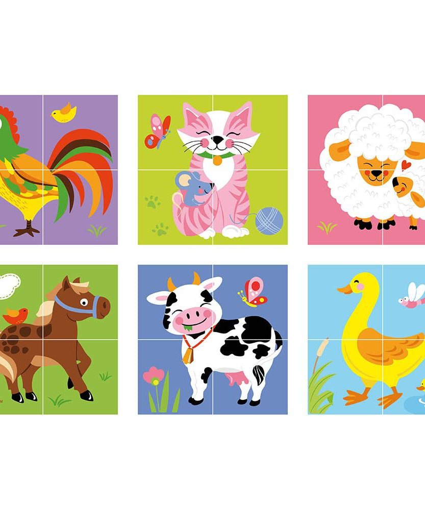 لعبة مكعبات فيجا وايلد أنيملز، 6 جوانب، 2×2، خشبية من مونتيسوري، تنمي المهارات الحسية والإدراكية والحركية الدقيقة، لعبة تعليمية للأطفال غير سامة وصديقة للبيئة، مناسبة للأولاد والبنات من عمر سنتين فما فوق