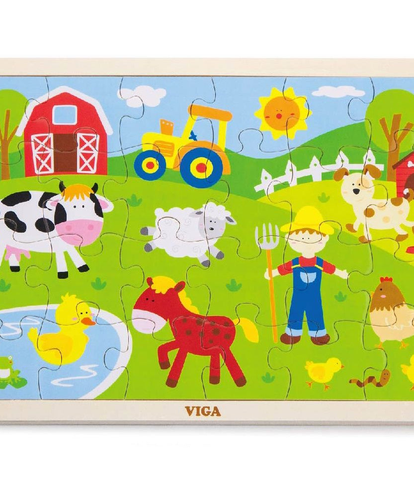 فيجا فارم، لعبة أحجية الصور المقطوعة من 24 قطعة، لعبة مونتيسوري الخشبية، تنمي المهارات الحسية والإدراكية والحركية الدقيقة، لعبة تعليمية للأطفال غير سامة وصديقة للبيئة، مناسبة للأولاد والبنات من عمر سنتين فما فوق