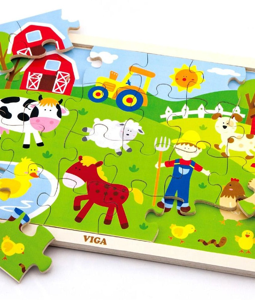 فيجا فارم، لعبة أحجية الصور المقطوعة من 24 قطعة، لعبة مونتيسوري الخشبية، تنمي المهارات الحسية والإدراكية والحركية الدقيقة، لعبة تعليمية للأطفال غير سامة وصديقة للبيئة، مناسبة للأولاد والبنات من عمر سنتين فما فوق