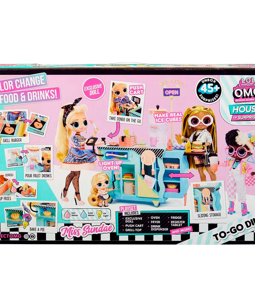 مجموعة ألعاب LOL Surprise OMG Miss Sundae To-Go Diner مع دمية أزياء حصرية، أكثر من 45 مفاجأة، ميزات تغيير اللون، ملحقات مطبخ للأطفال من سن 3 سنوات فما فوق