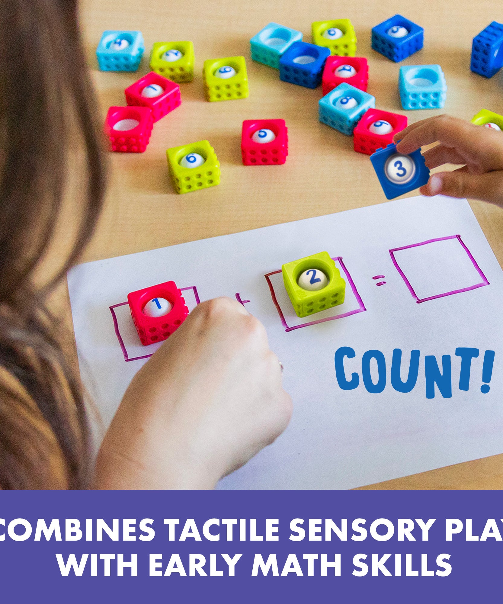 موارد التعلم - لعبة الرياضيات الحسية Number BubbleBrix مع 42 قطعة من مكعبات Popper للتعرف على الأرقام والعد، لعبة تعليمية للأطفال في سن ما قبل المدرسة، من سن 3 سنوات فما فوق