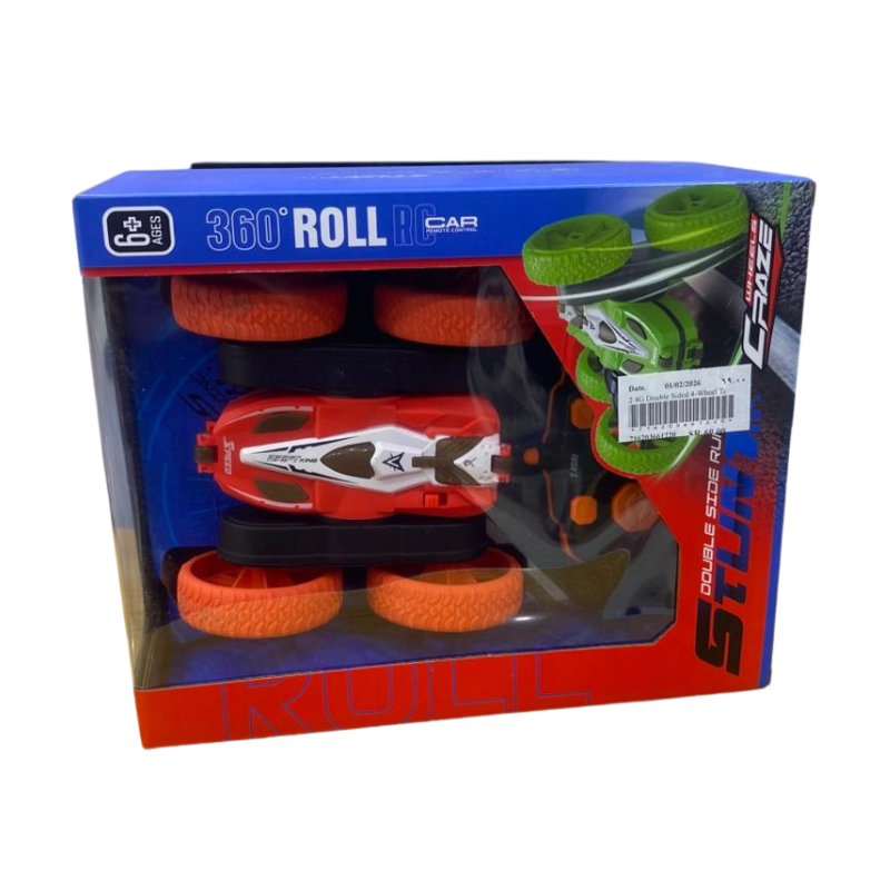 Craze Wheels RC 360 Roll Stunt Remote Control Car with LED Lights – Double-Sided 4WD Torsion RC Stunt Car for Kids – Orange