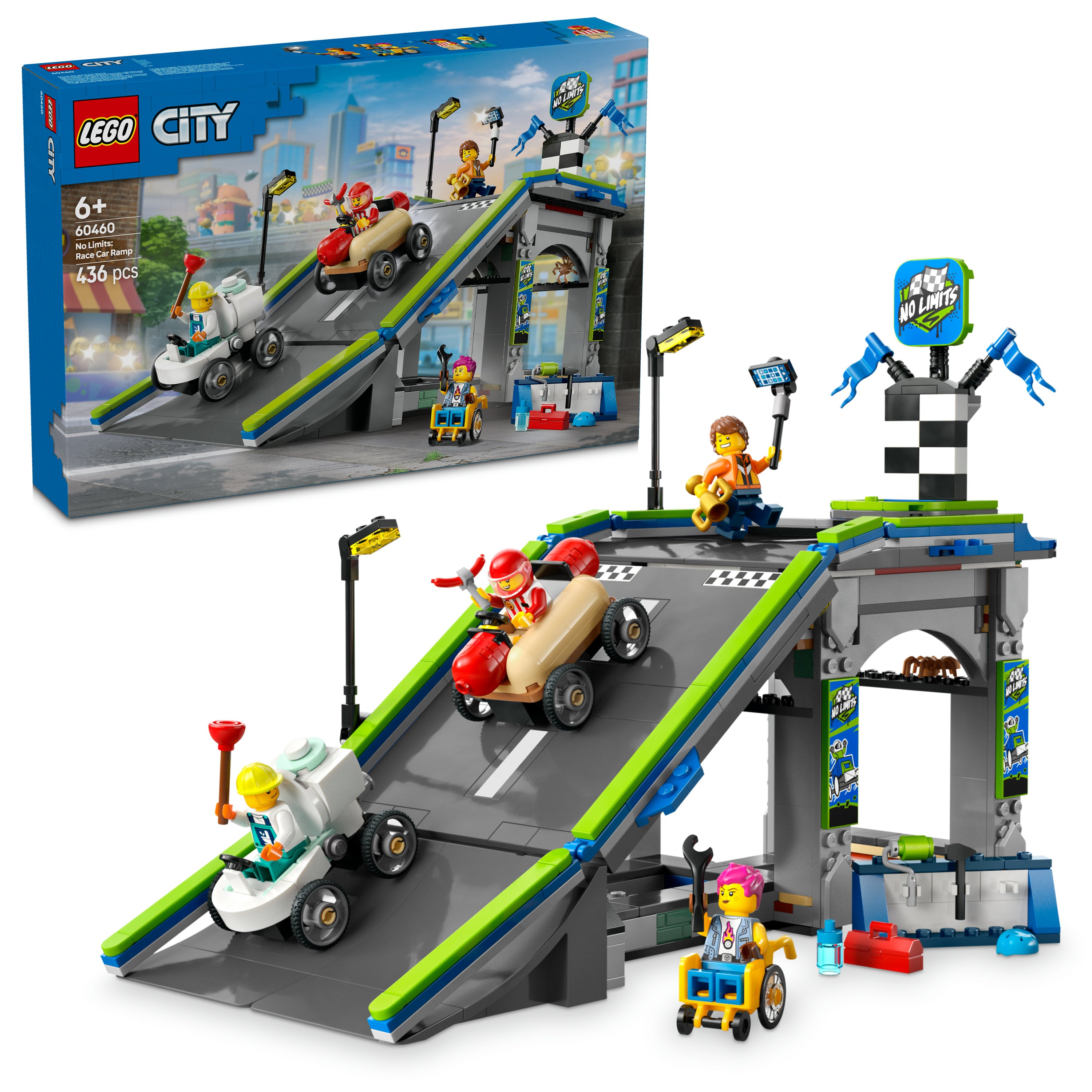 LEGO City 60460 No Limits Race Car Ramp Track Set for Kids 6+