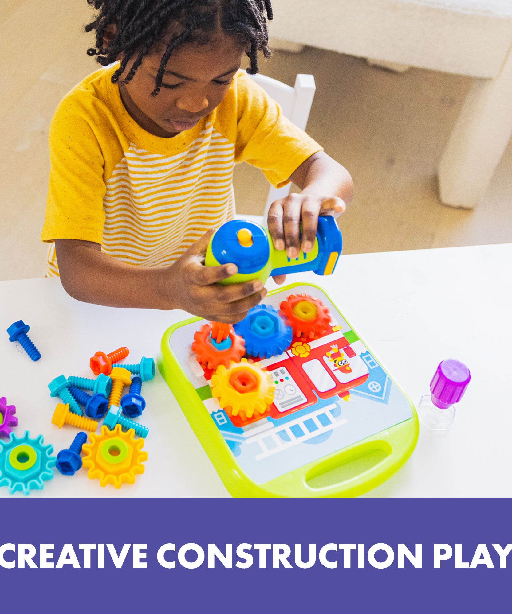 ورشة عمل تصميم وتروس الحفر من Learning Resources، لعبة بناء STEM مع مثقاب كهربائي، وتروس، ومسامير، ولوحة أنشطة، تُنمي المهارات الحركية الدقيقة والمفاهيم الهندسية المبكرة، للأعمار من 3 سنوات فما فوق
