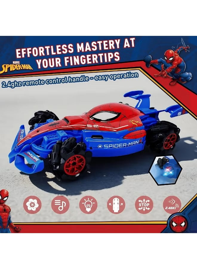 Marvel Spider-Man RC Drift Car, Remote Control Stunt Car with Lights and Sounds, Fun Action Toy for Boys Aged 6+