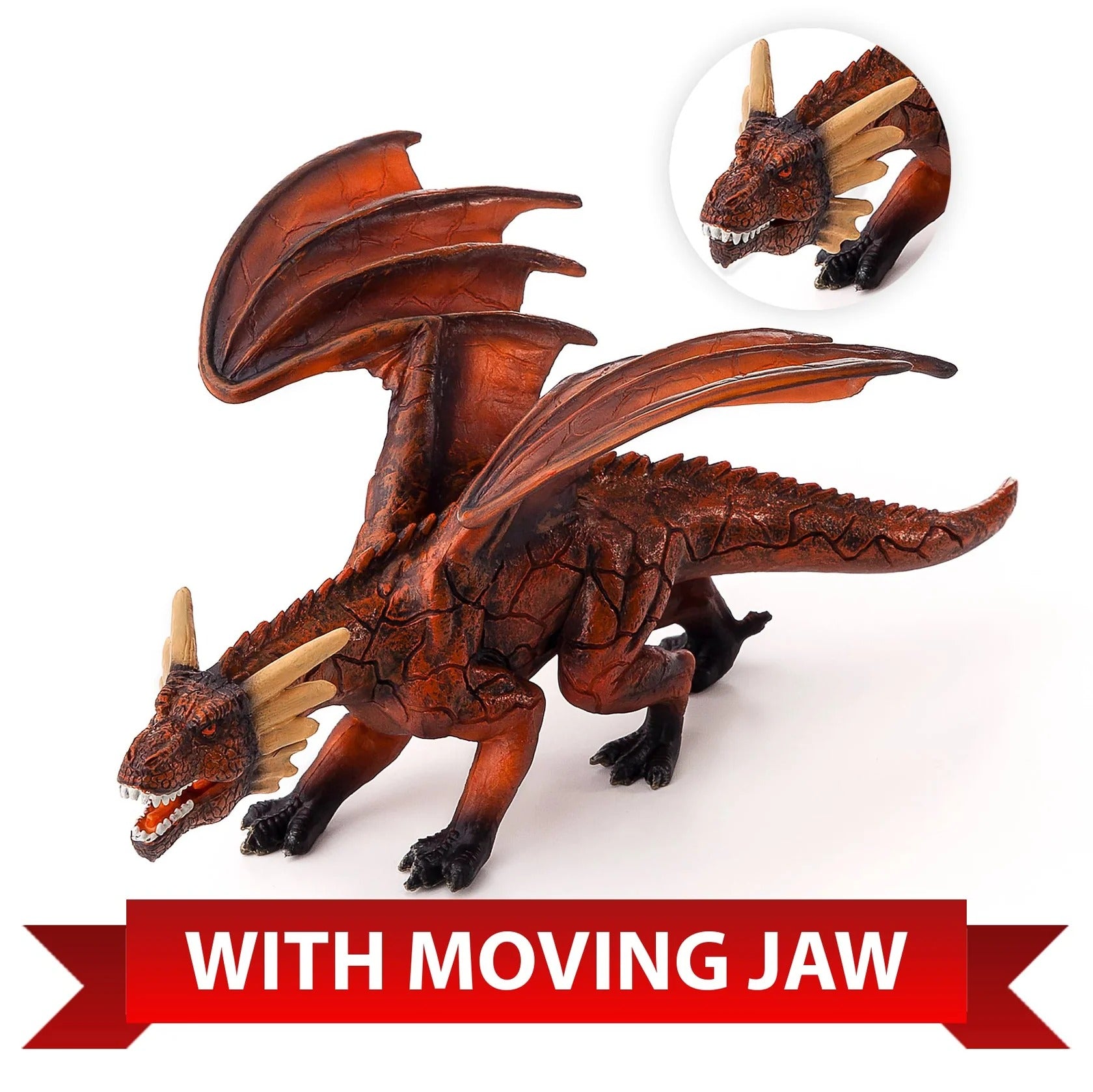 Mojo Fire Dragon with Moving Jaw Deluxe I Fantasy Creature Toy, Realistic Mythical Collectible for Kids