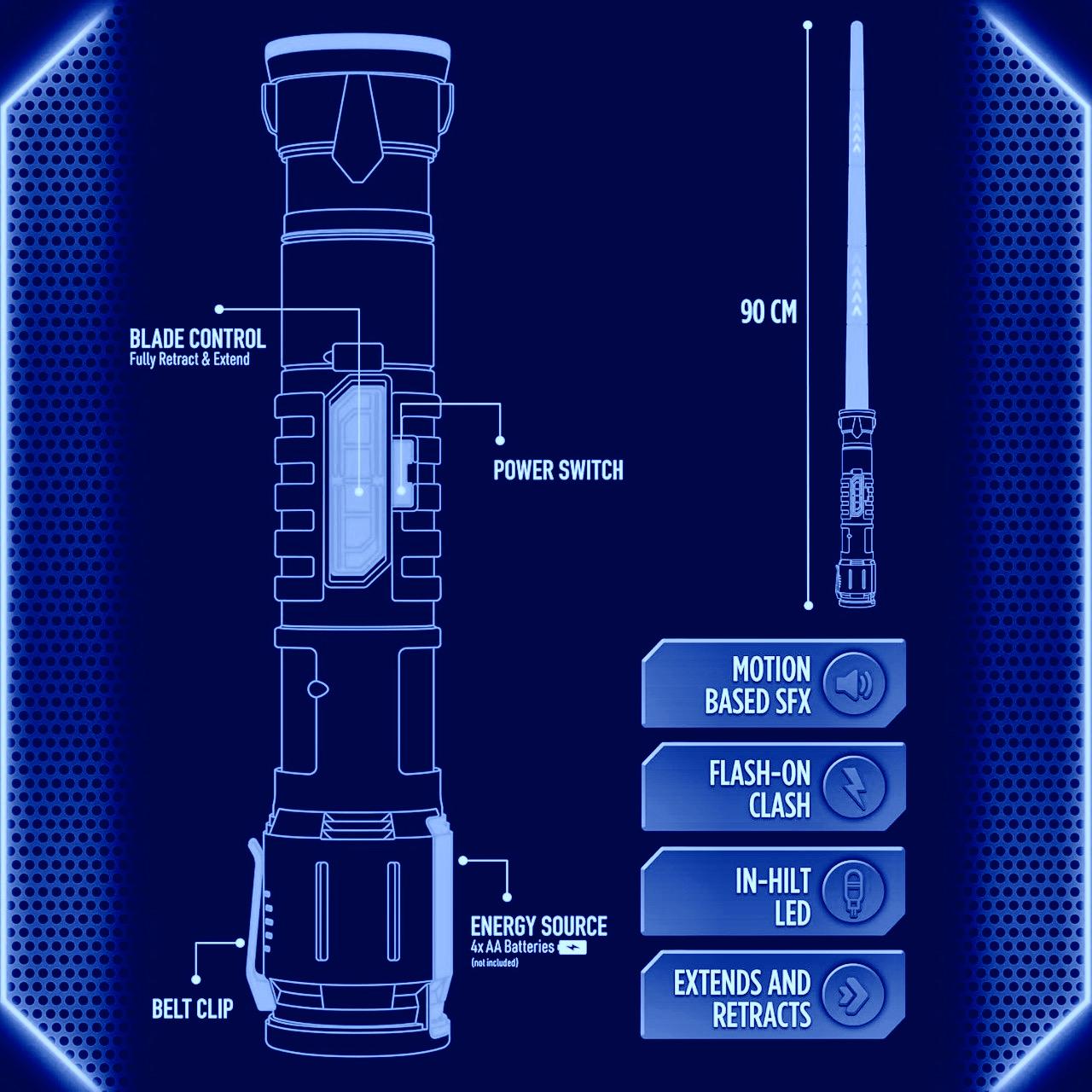 Power Saber Energy Blade Blue, Light-Up Sword with Motion Sounds and Flash Effects, Adventure Role Play Toy for Kids Aged 6+