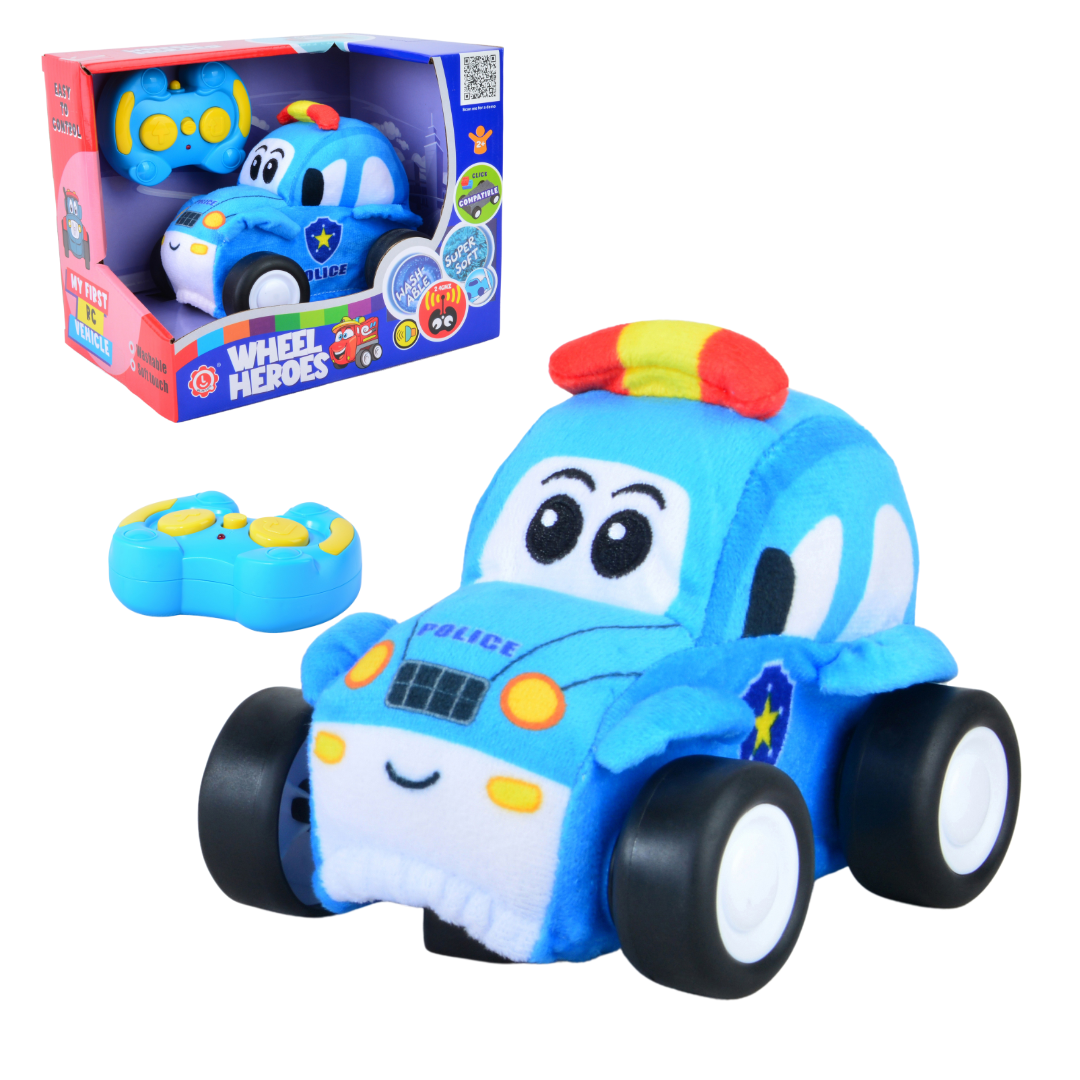 Police Plush Car, Soft Remote Control Toy with Lights and Sounds, Exciting Playtime Gift for Boys Aged 3+