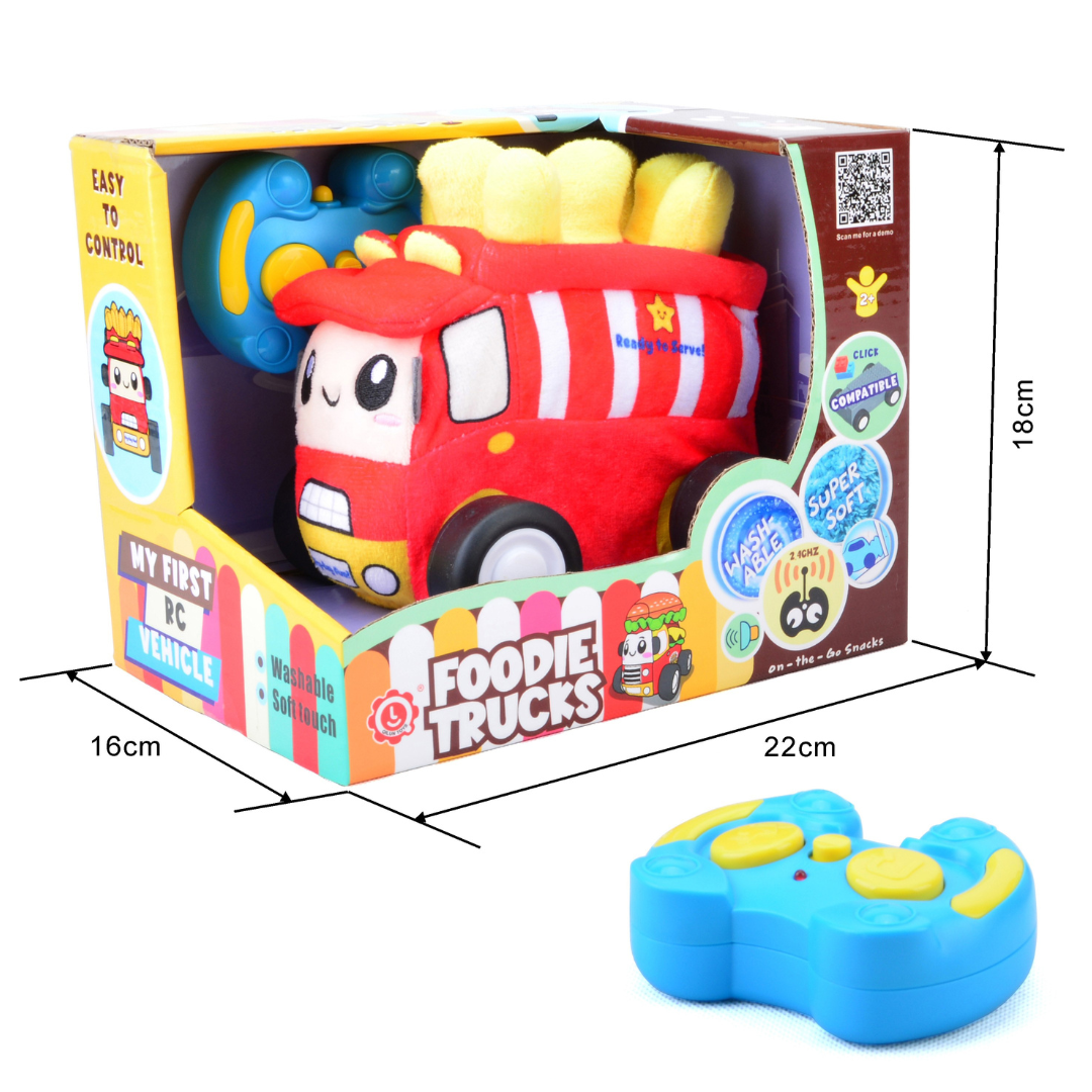 French Fries Plush Car, Soft Remote Control Toy with Lights and Sounds, Whimsical Food-Themed Gift for Kids Aged 3+