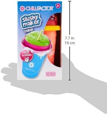 Chillfactor Slushy Maker 300ml Pink Reusable Slushie Cup with Spoonstraw Make Frozen Drinks Instantly No Blender or Ice Kids Ages 3+