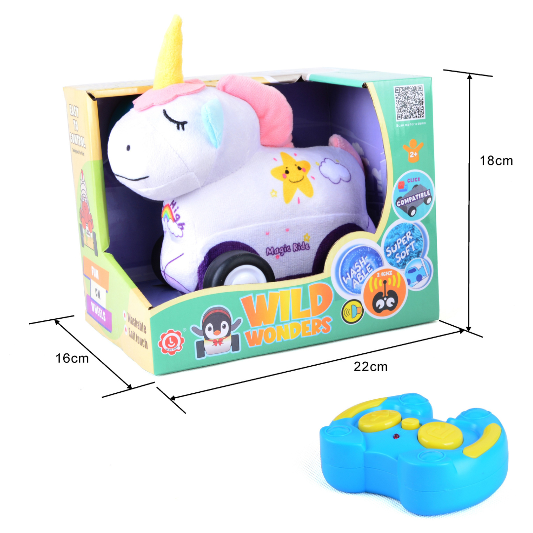 Unicorn Plush Car, Adorable Remote Control Toy with Lights and Sounds, Magical Gift for Girls Aged 3+
