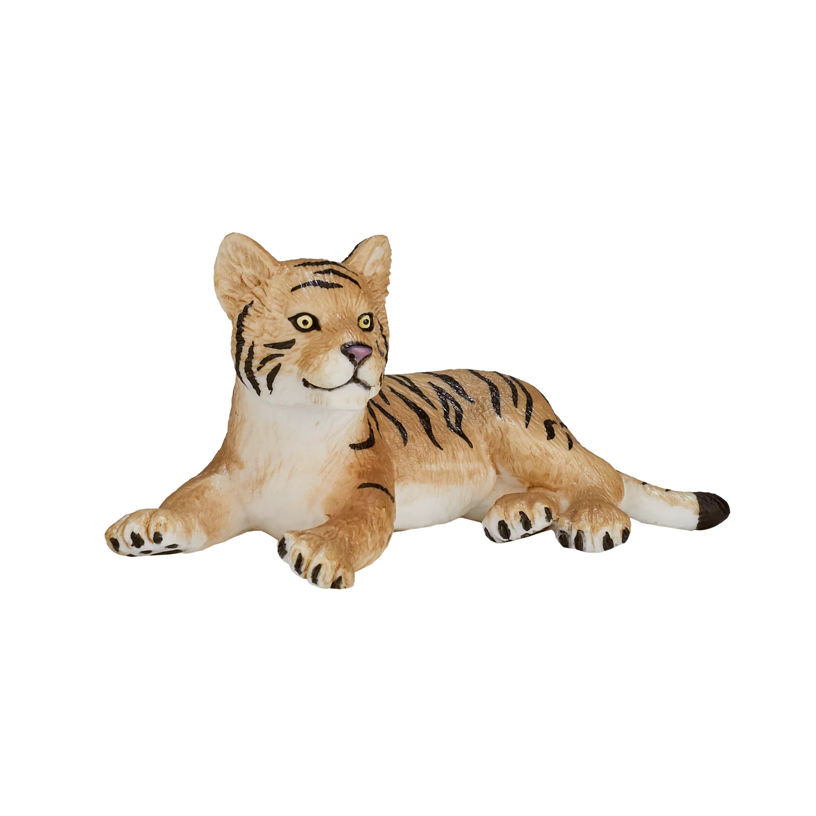 Mojo Tiger Cub Lying Down Small Animal Figure Toy, Wildlife Safari Collectible for Kids