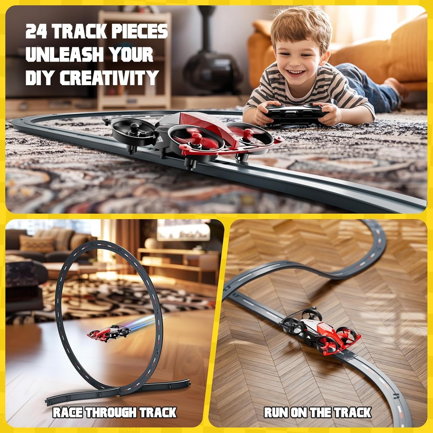 4CH Quadcopter Bounce & Track Drone, Interactive Drone with Drift, Bounce and FPV Track Modes, Fun Flying Toy for Kids Aged 8+