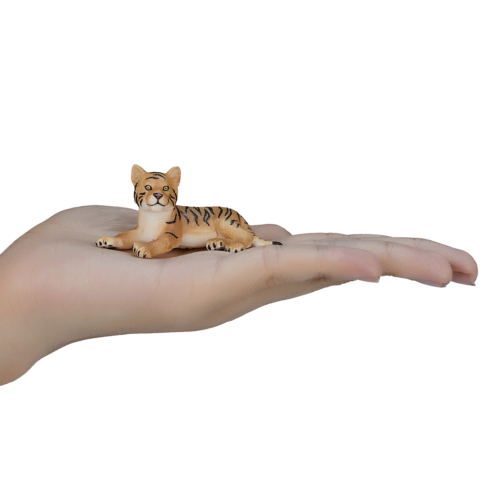 Mojo Tiger Cub Lying Down Small Animal Figure Toy, Wildlife Safari Collectible for Kids