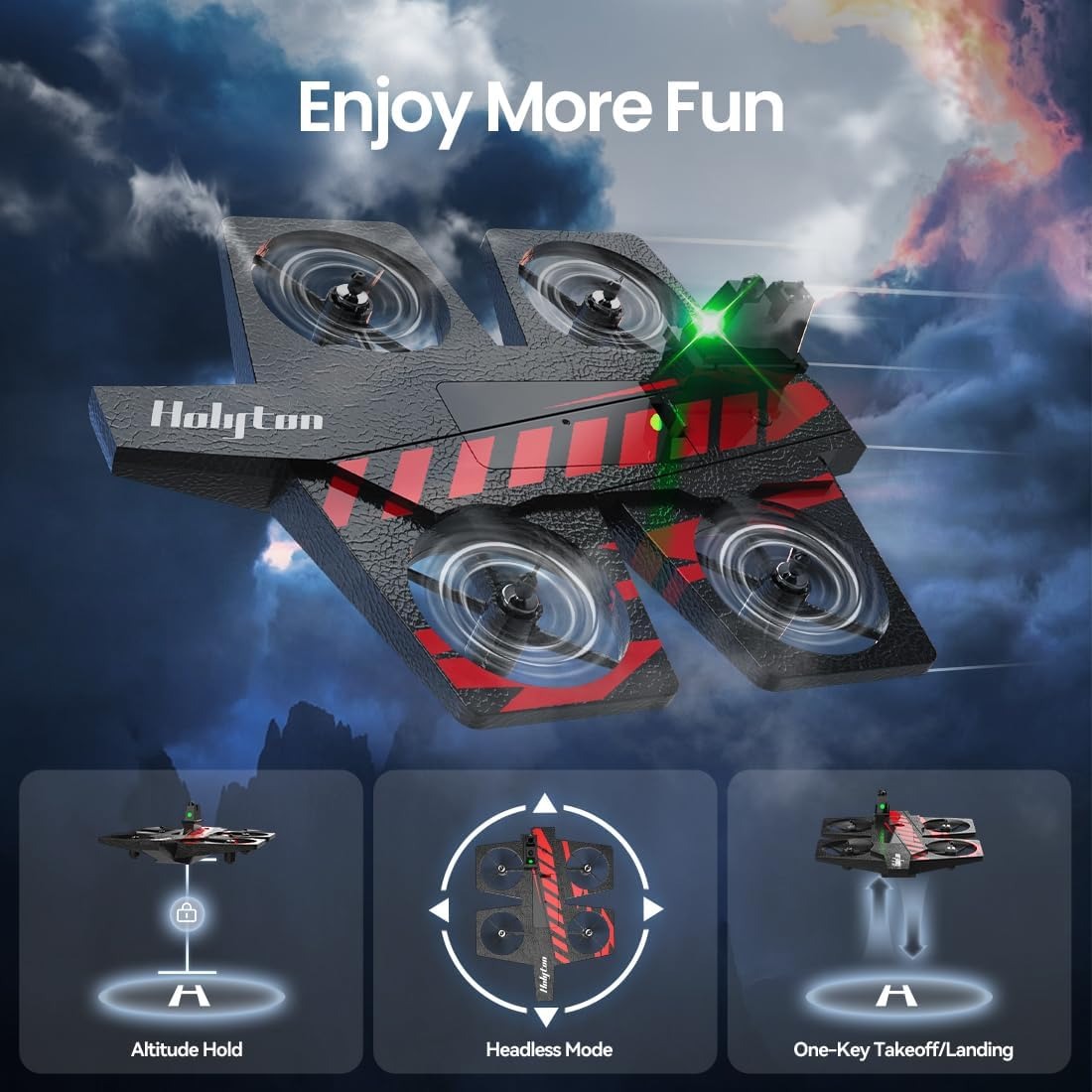 4CH HolyTon Drone, Multi-Mode Water Land Air Drone with Vertical Takeoff, Exciting STEM Flying Toy for Kids Aged 8+