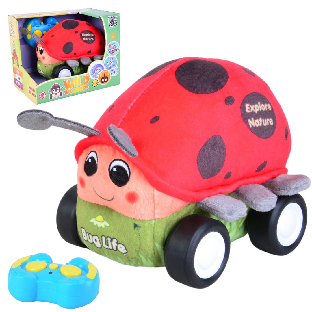 Ladybug Plush Car, Cute Remote Control Toy with Lights and Sounds, Lovely Gift for Girls Aged 3+