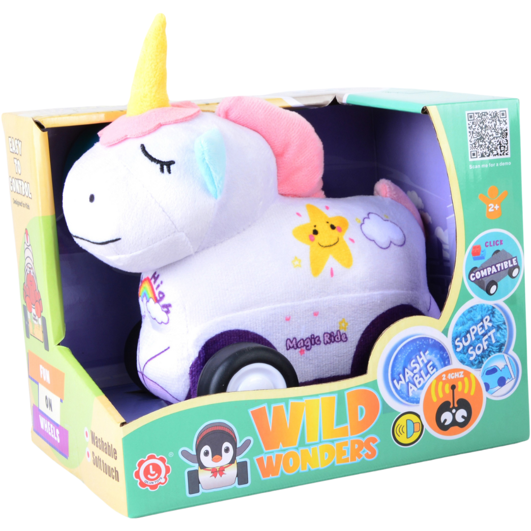 Unicorn Plush Car, Adorable Remote Control Toy with Lights and Sounds, Magical Gift for Girls Aged 3+