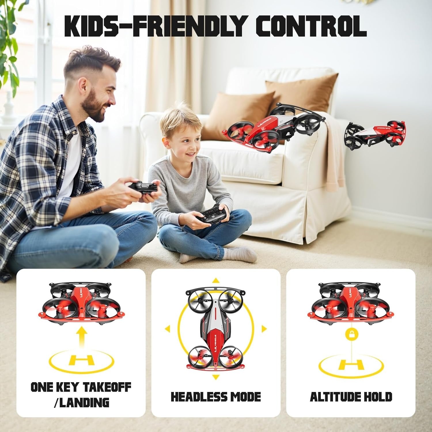 4CH Quadcopter Bounce & Track Drone, Interactive Drone with Drift, Bounce and FPV Track Modes, Fun Flying Toy for Kids Aged 8+