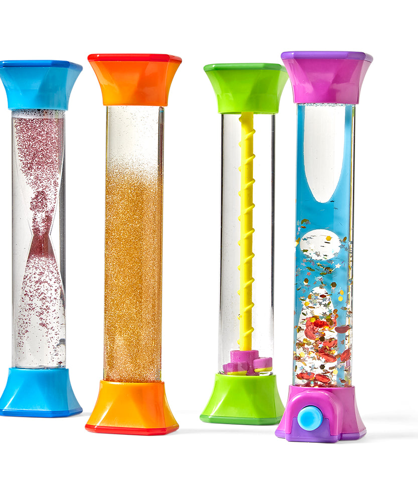 Learning Resources Sensory Fidget Tubes, Set of 4 Calming Visual Sensory Toys for Focus and Relaxation, Ages 3+