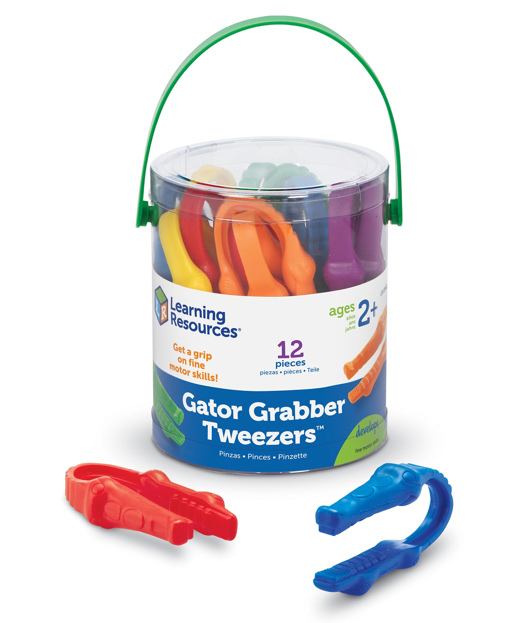 Learning Resources Gator Grabber Tweezers, Set of 12, Fine Motor Skills Tool for Toddlers, Supports Early Science Exploration, Includes Storage Bucket, Ages 2+