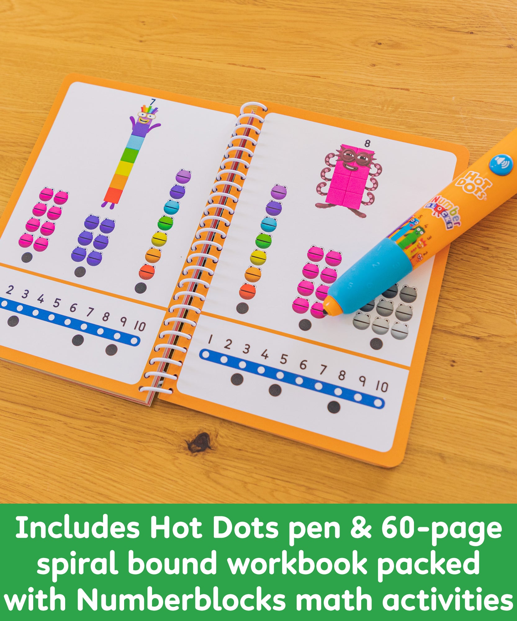 موارد التعلم: كتاب أنشطة وقلم تفاعلي من مجموعة هوت دوتس نمبربلوكس للأعمار من 11 إلى 20، أكثر من 60 نشاطًا رياضيًا للأعمار من 5 سنوات فما فوق، EI-2551