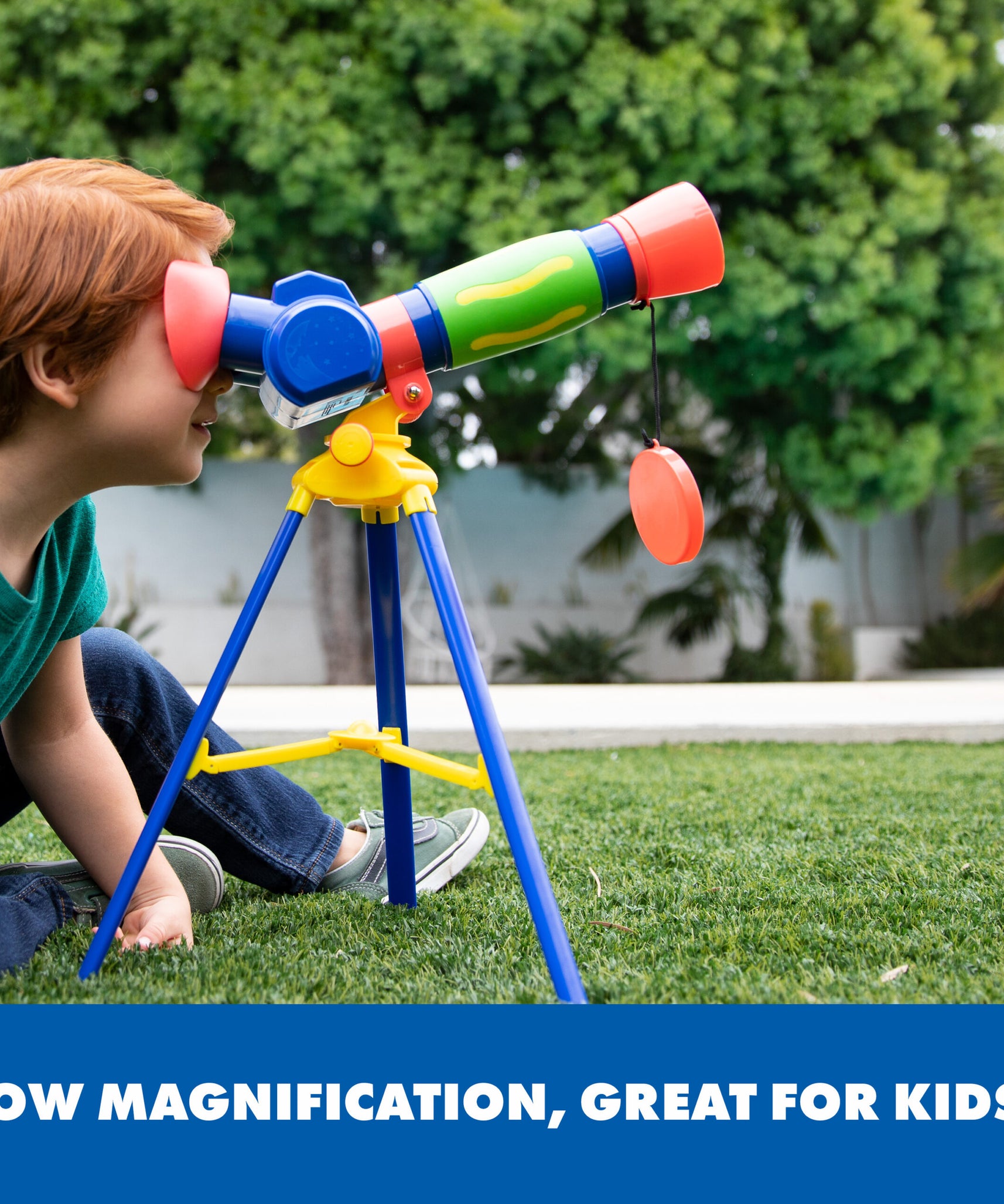 موارد التعلم جيوسفاري جونيور. تلسكوبي الأول، تلسكوب لعبة للأطفال بدون تركيز مع تكبير 9 أضعاف، لعبة STEM للمبتدئين لاستكشاف الأماكن الخارجية، للأعمار من 4 سنوات فما فوق