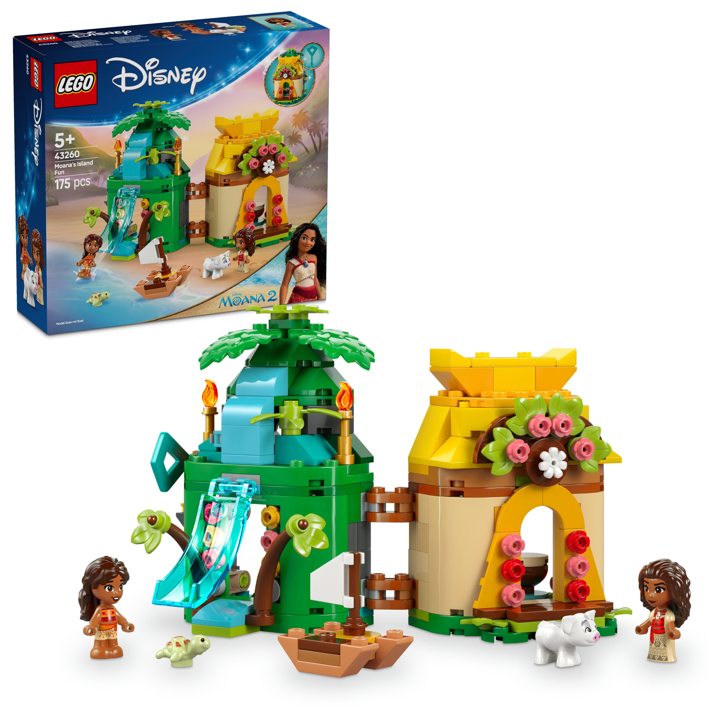 LEGO Disney Princess 43260 Moana Island Fun V29 for Girls 5+ Tropical Adventure Playset Character Building Toy