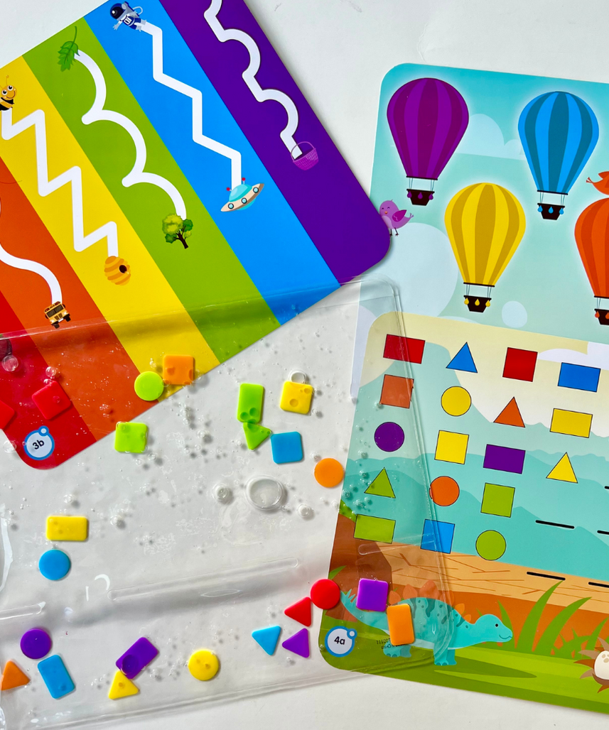 لوحة حسية للألوان والأشكال من Learning Resources، لعبة تعليمية لمسية قابلة لإعادة الاستخدام مع 16 نشاطًا، للأعمار من 3 سنوات فما فوق
