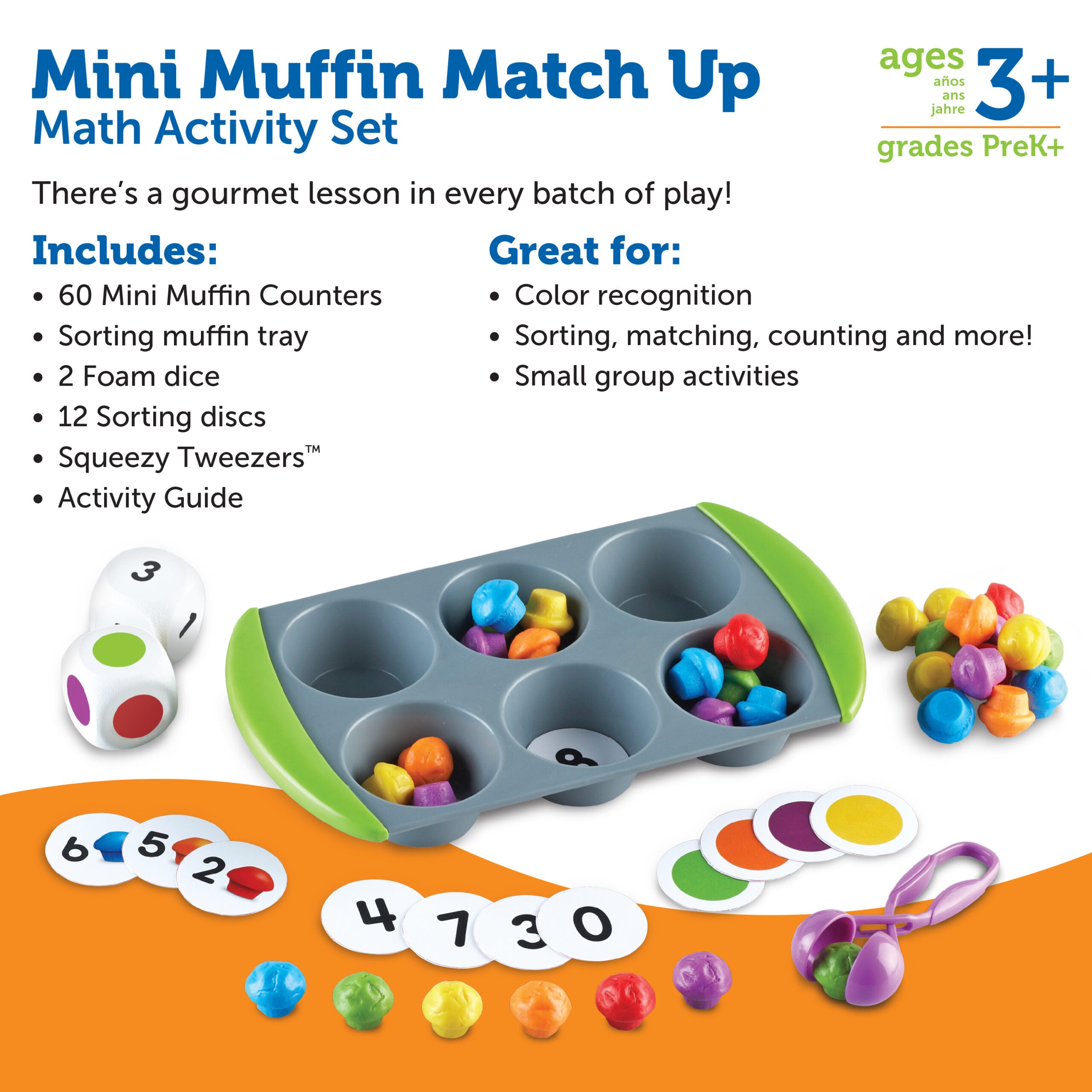 Learning Resources Mini Muffin Match Up, Hands-On Early Maths Activity Set for Colour, Number Recognition, and Fine Motor Skills, Ages 3+