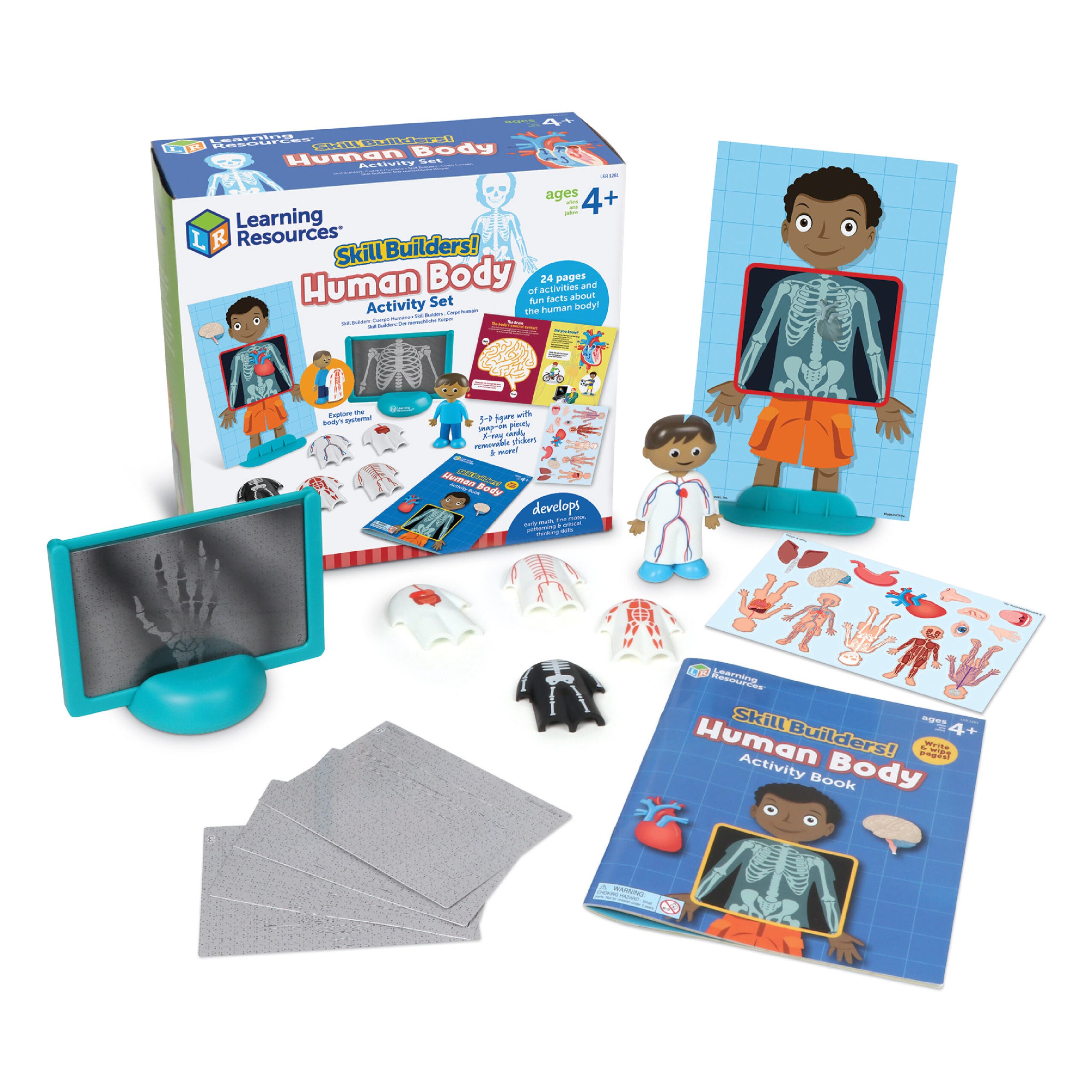 Learning Resources Skill Builders! Human Body, Preschool Science Kit with Activity Book, X-Ray Cards, and 3D Organs, STEM Learning for Ages 4+