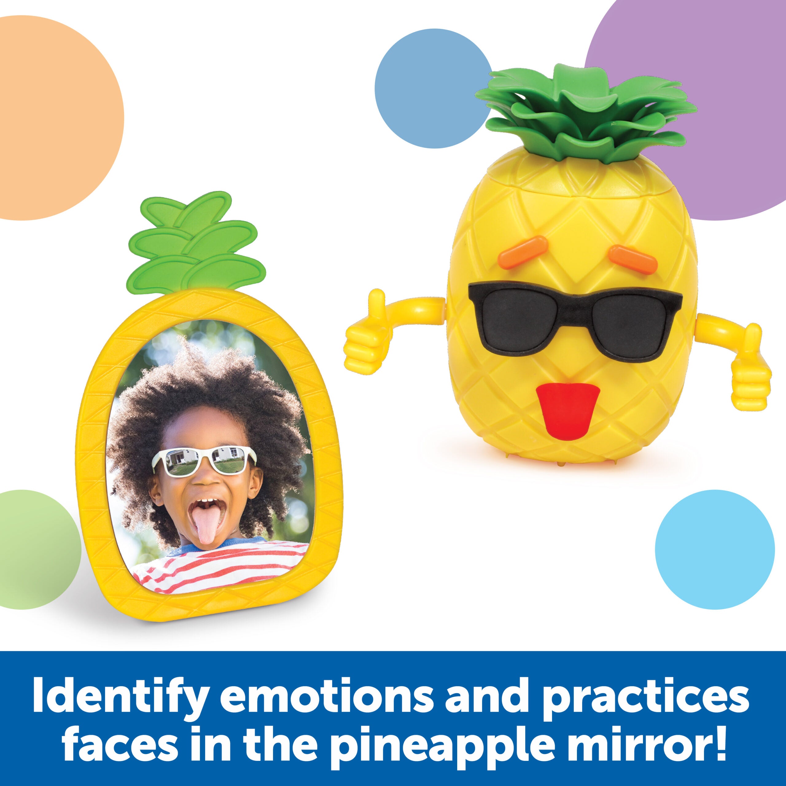 مجموعة Big Feelings Pineapple Deluxe من Learning Resources، لعبة تعليمية اجتماعية وعاطفية للأطفال، مجموعة أنشطة SEL مكونة من 50 قطعة مع أناناس مزدوج الوجهين وقطع للوجه ومرآة، للأعمار من 3 سنوات فما فوق